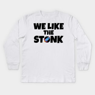 We Like Stonk Funny Meme Stock Rocket Kids Long Sleeve T-Shirt